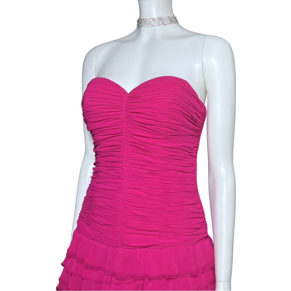 Vintage Y2K Pink Hoco Cocktail Dress. Small. Ruched Fairy Ruffle Party Strapless - Picture 8 of 10